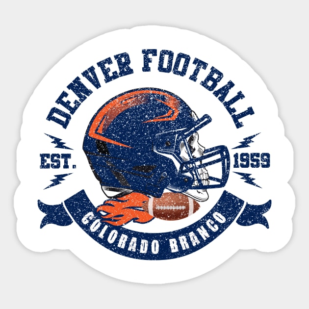 Denver Football Helmet Vintage Colorado Bronco Skulls Est. 1959 Sticker by justiceberate